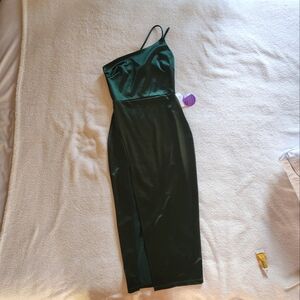 Windsor Aleena Satin Dress - hunter green - S